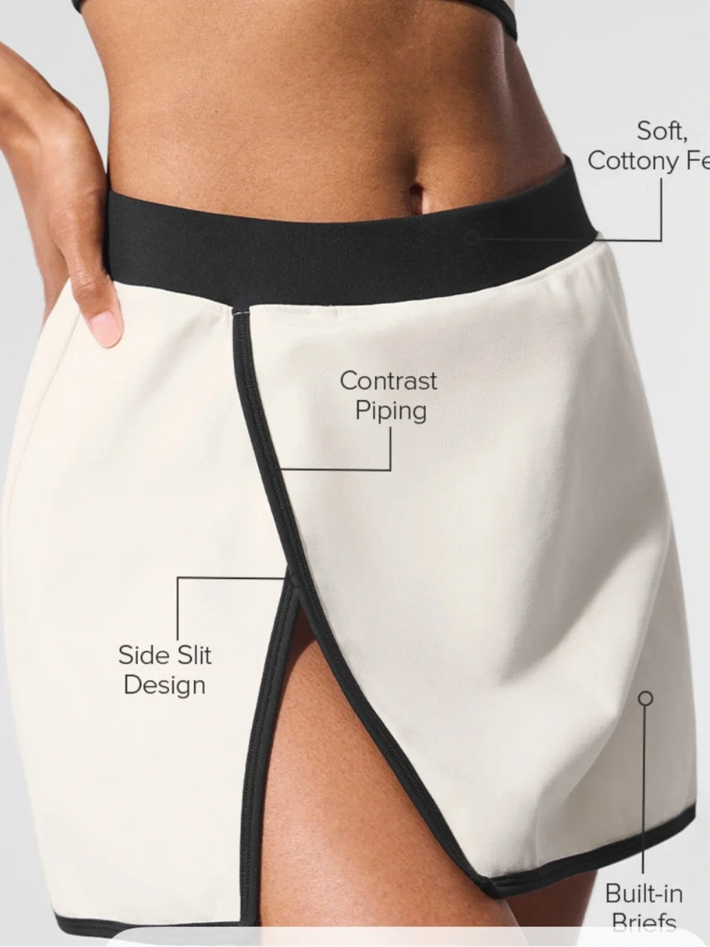 🖤 S ALO Yoga Ivory and Black Airbrush Streamlined Athletic Skirt Skort Like New